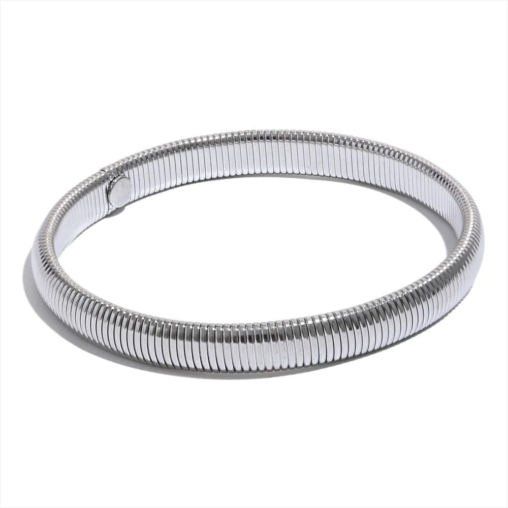 Bracelet Jonc Acier Femme 8-20mm Platine / 8mm