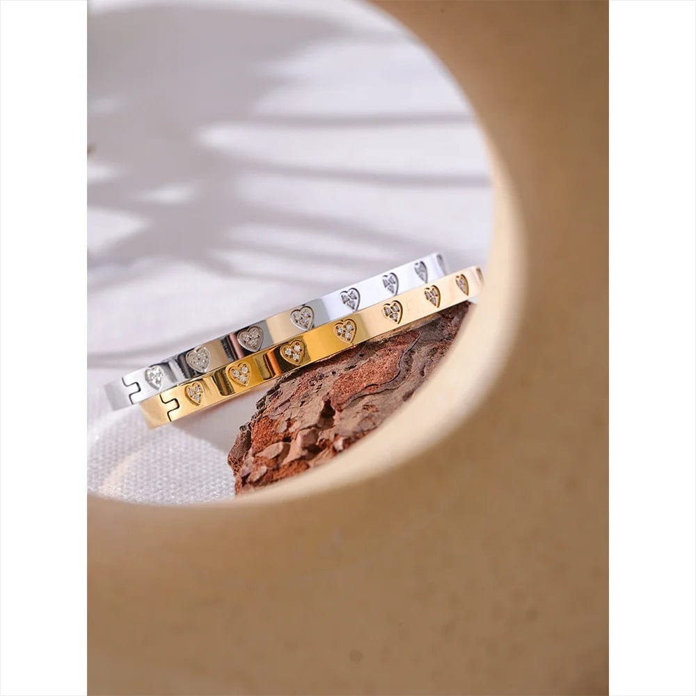bracelet jonc cœur doré femme