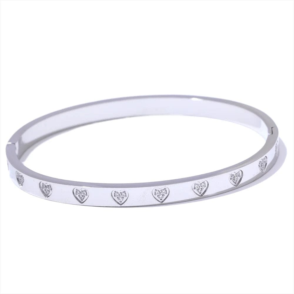 bracelet jonc cœur doré femme Platine