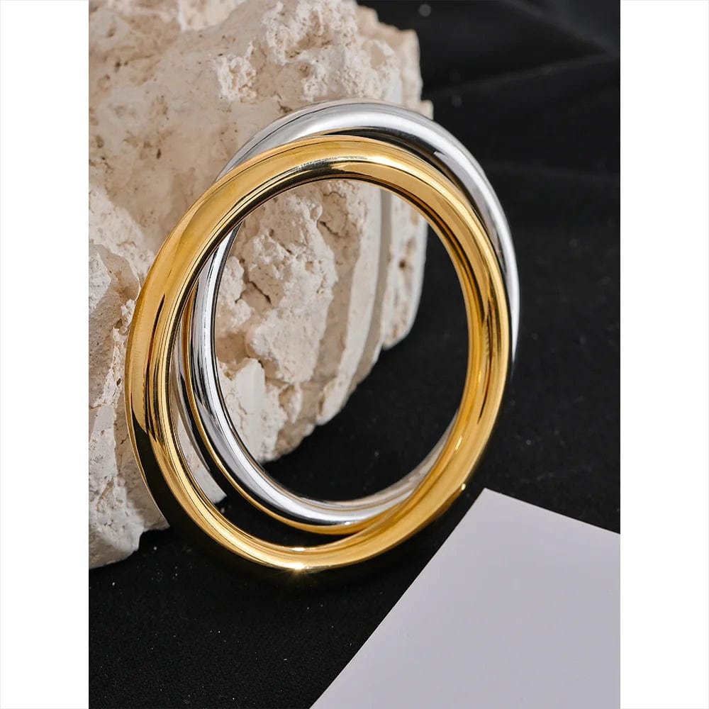 bracelet jonc en acier inoxydable doré femme