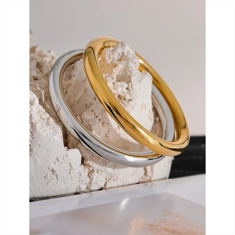 bracelet jonc en acier inoxydable doré femme