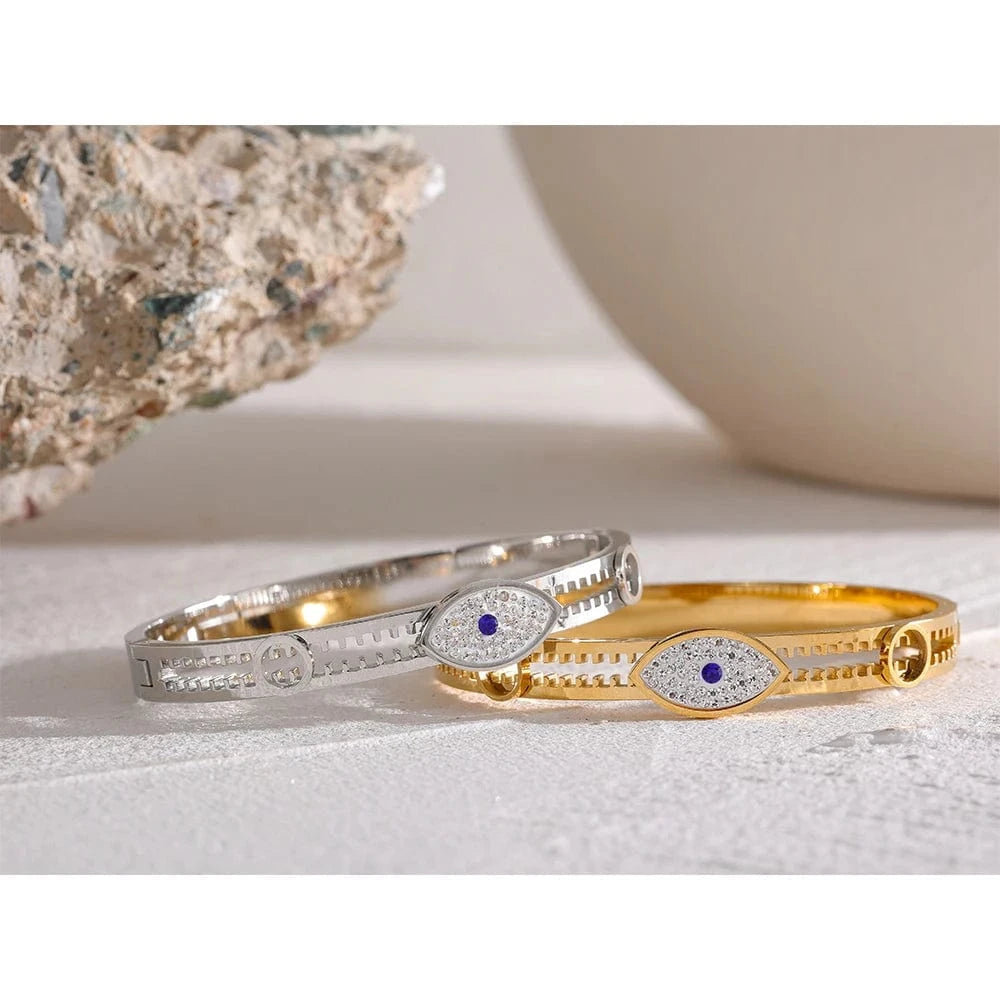 Yhpup – Bracelet de 60mm en acier inoxydable pour femme, bijou en métal, zircon cubique, plaqué or véritable, à la mode
