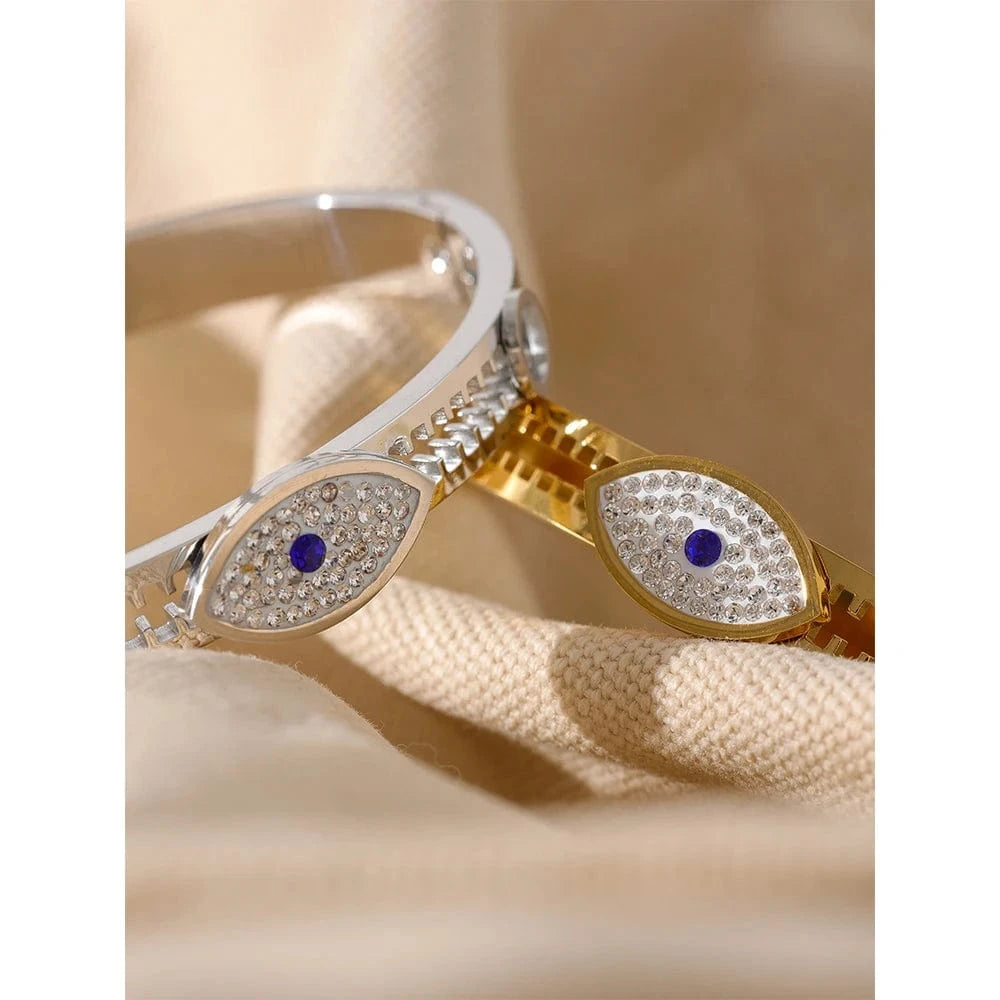 Yhpup – Bracelet de 60mm en acier inoxydable pour femme, bijou en métal, zircon cubique, plaqué or véritable, à la mode