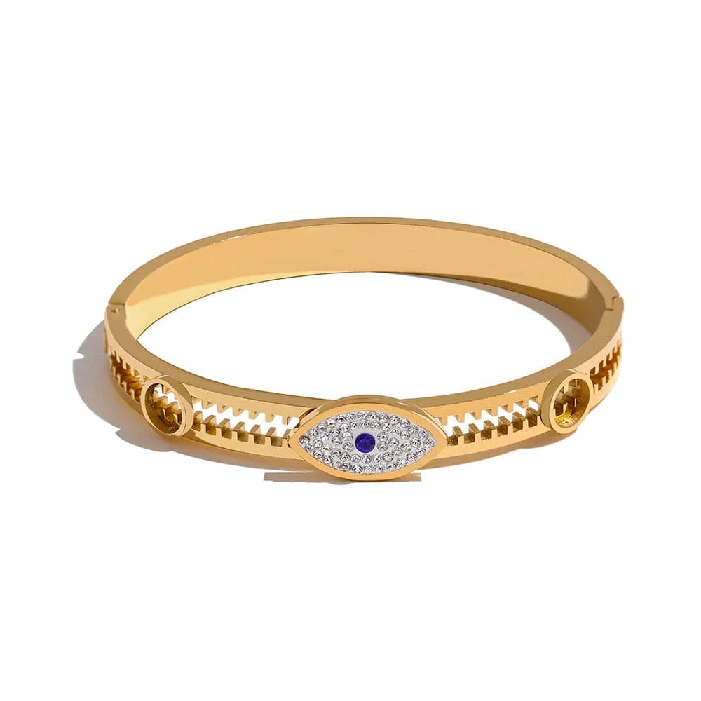 Yhpup – Bracelet de 60mm en acier inoxydable pour femme, bijou en métal, zircon cubique, plaqué or véritable, à la mode Or
