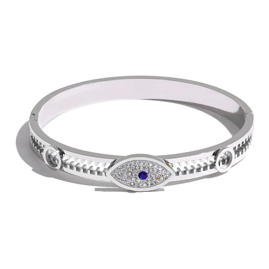 Yhpup – Bracelet de 60mm en acier inoxydable pour femme, bijou en métal, zircon cubique, plaqué or véritable, à la mode Platine