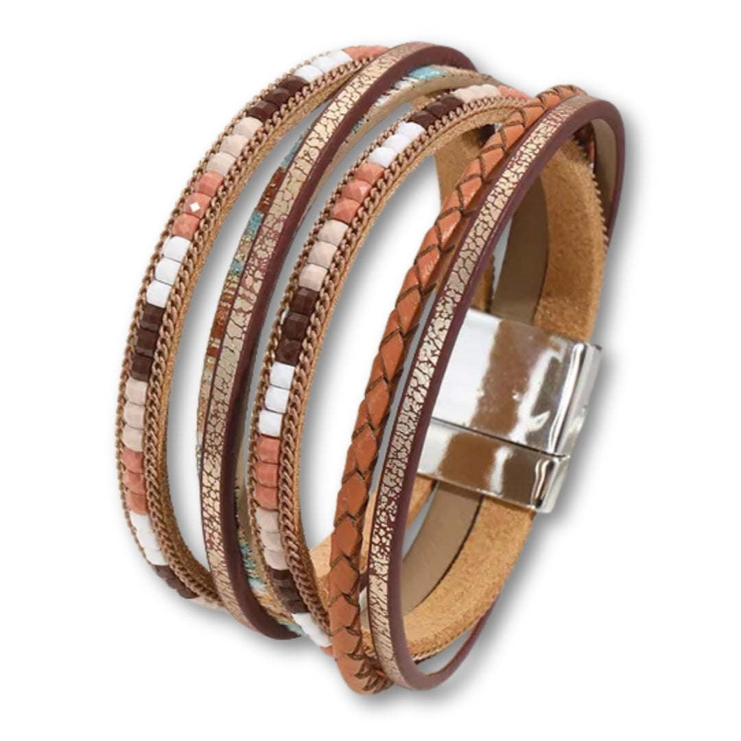 bracelet large femme fantaisie Marron