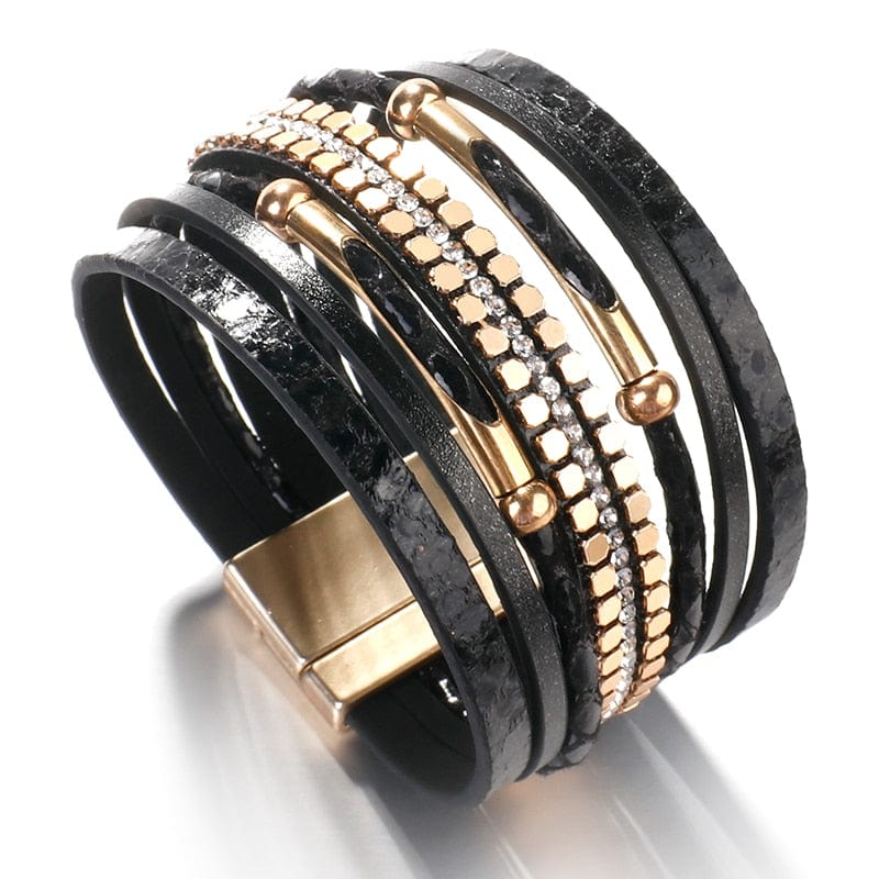 bracelet large femme fantaisie Noir