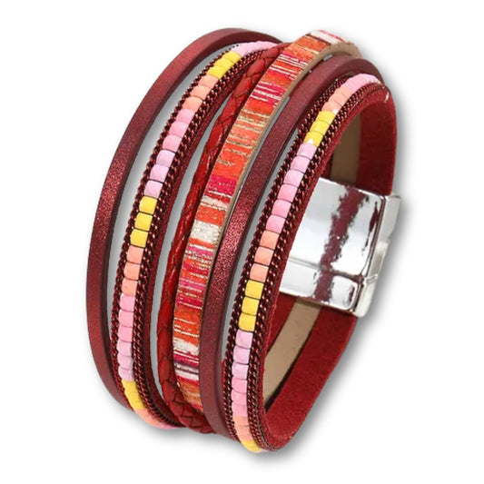 bracelet large femme fantaisie Rouge