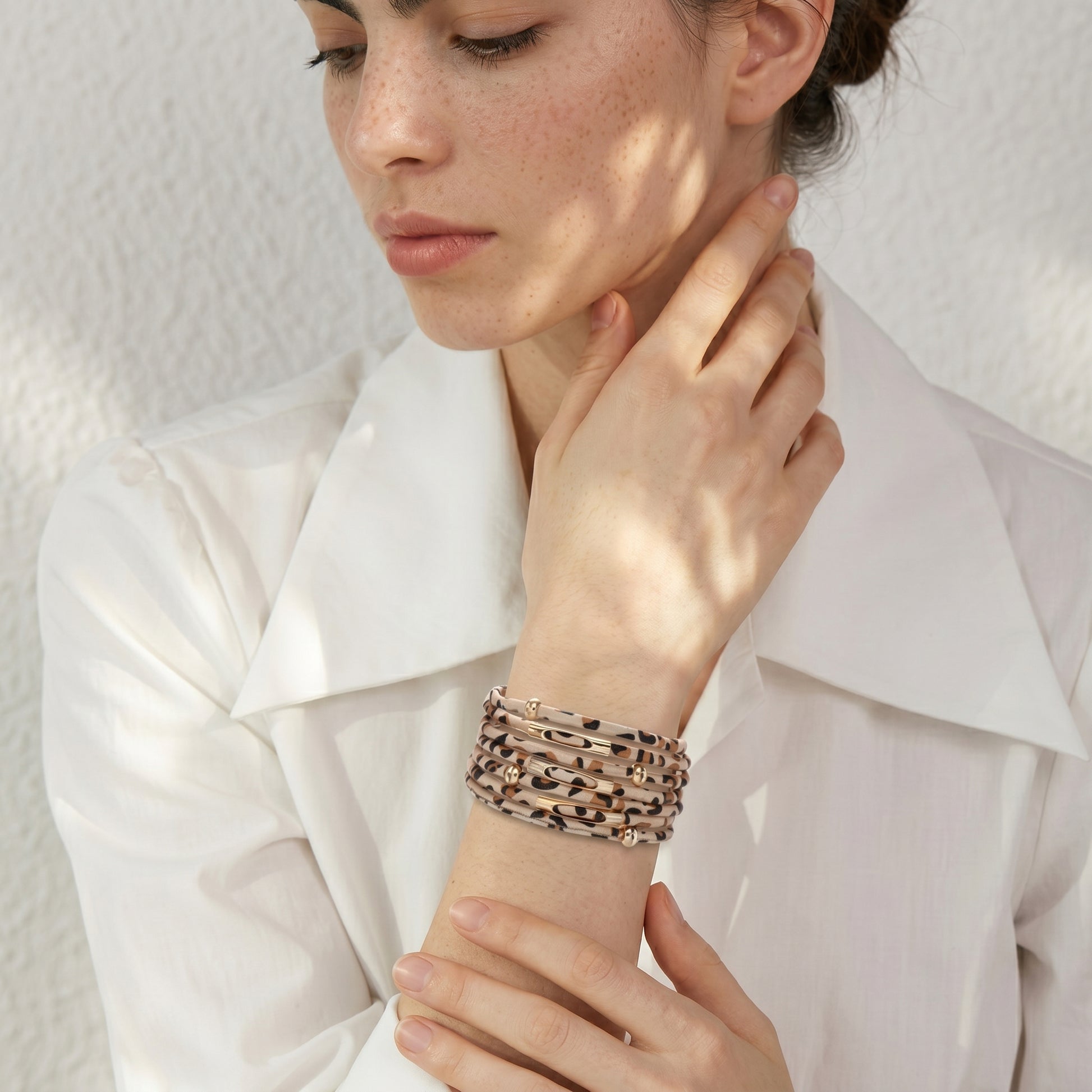 Bracelet Léopard Multirangs Cuir