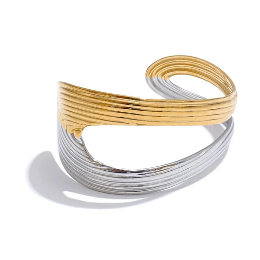 bracelet manchette acier bicolore Bicolore