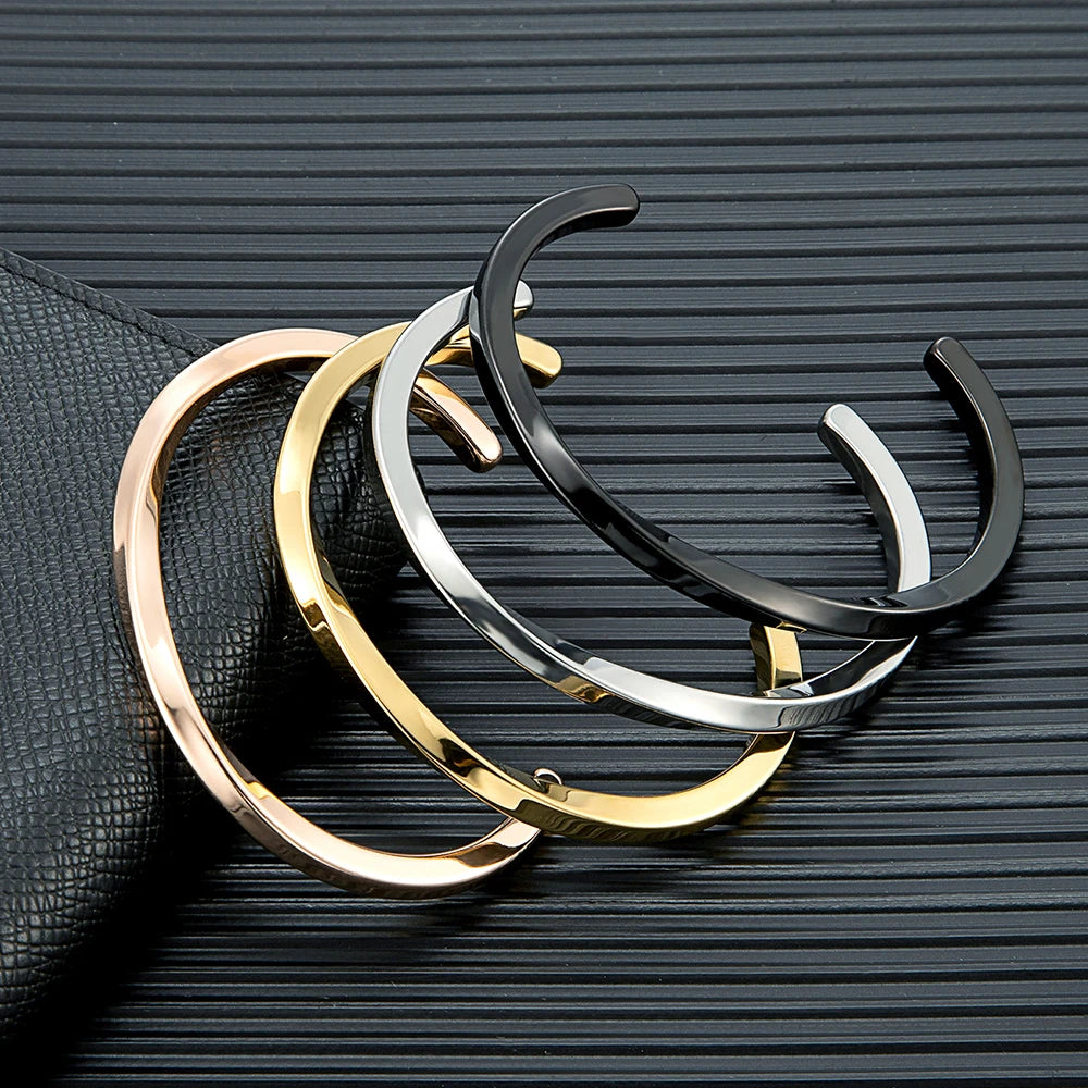 Bracelet manchette acier homme – Jonc poli miroir | WristArt
