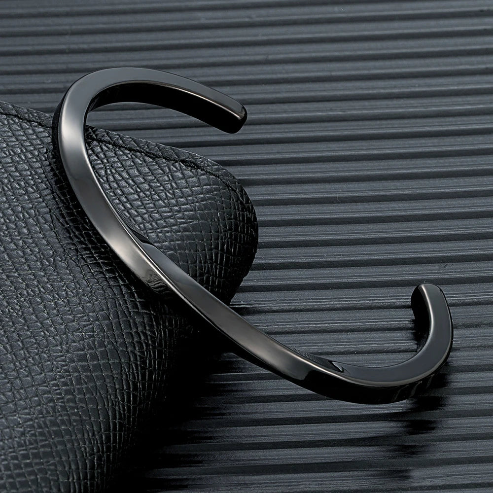 Bracelet manchette acier homme – Jonc poli miroir | WristArt
