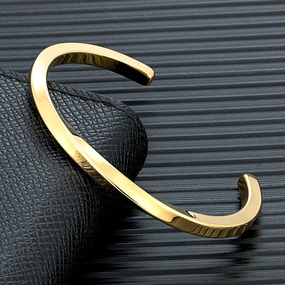 Bracelet manchette acier homme – Jonc poli miroir | WristArt