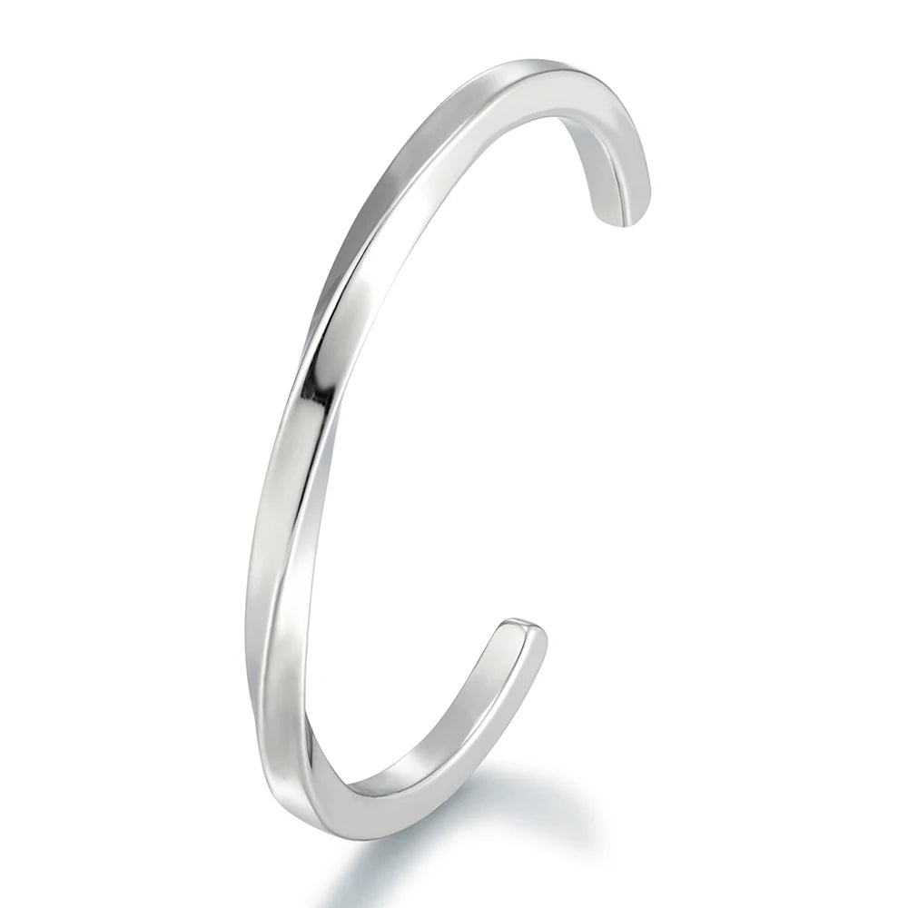 Bracelet manchette acier homme – Jonc poli miroir | WristArt Argent / 58-60 mm