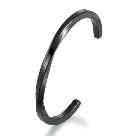 Bracelet manchette acier homme – Jonc poli miroir | WristArt Noir / 58-60 mm