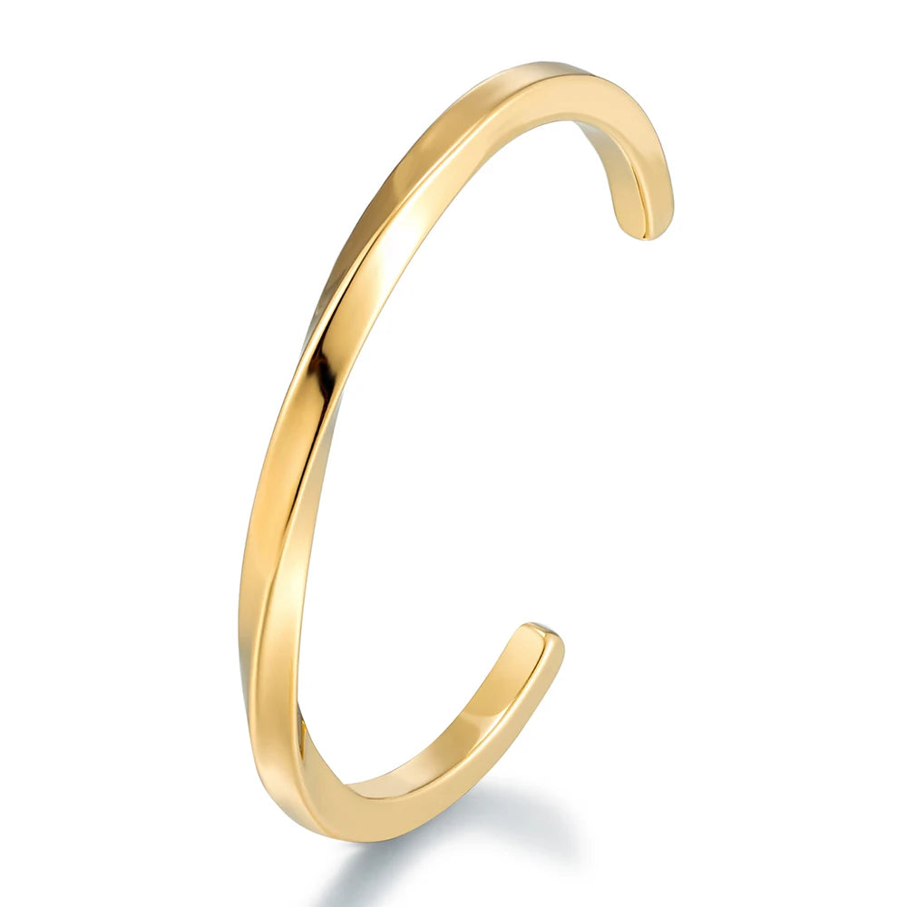 Bracelet manchette acier homme – Jonc poli miroir | WristArt Or / 58-60 mm