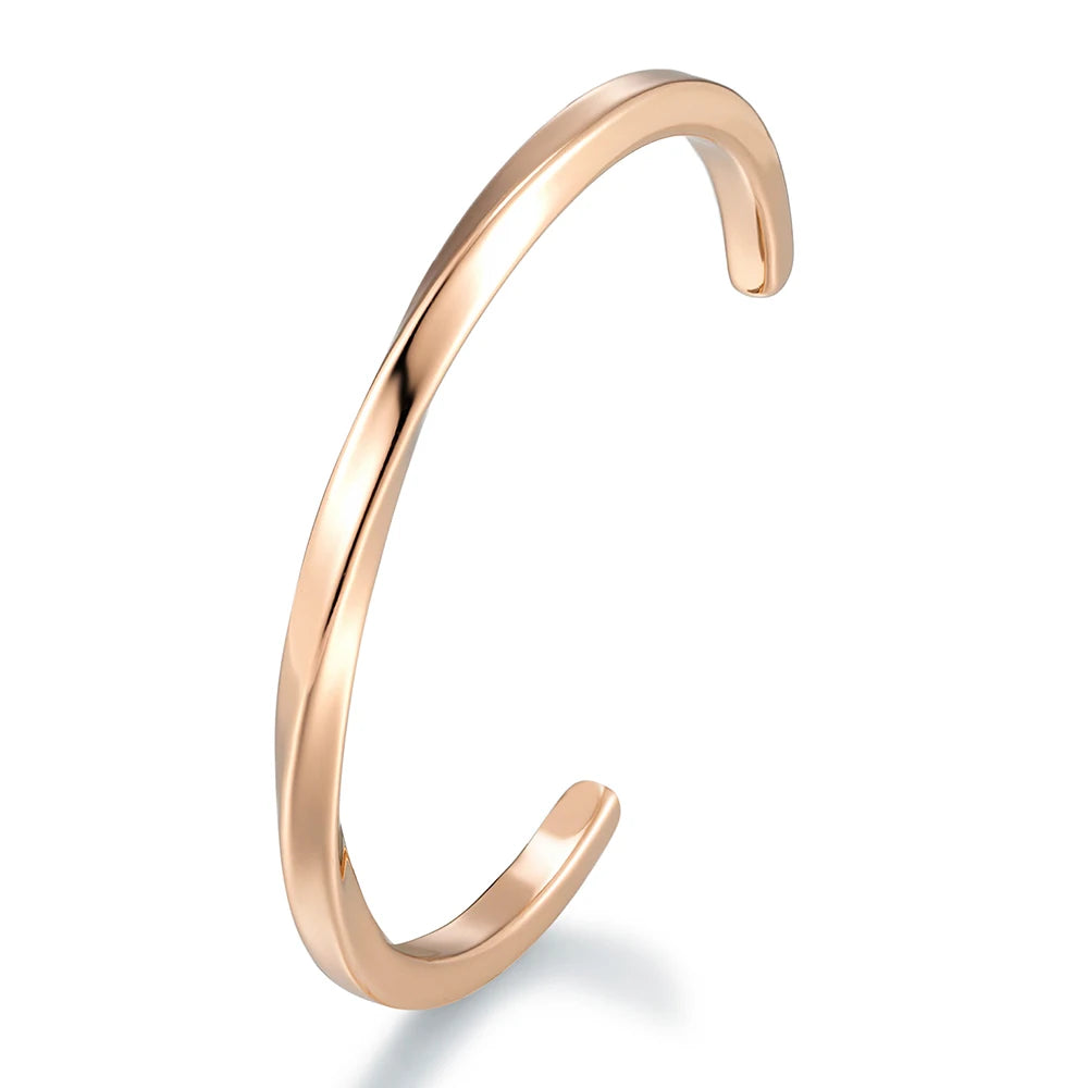 Bracelet manchette acier homme – Jonc poli miroir | WristArt Or rose / 58-60 mm