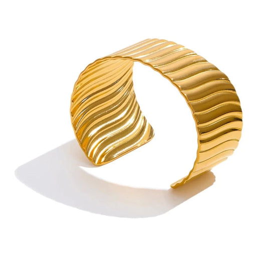 bracelet manchette acier ondulé femme