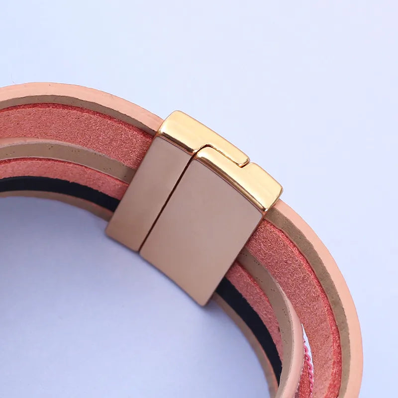 Bracelet manchette cuir femme anneau doré | Bijou chic