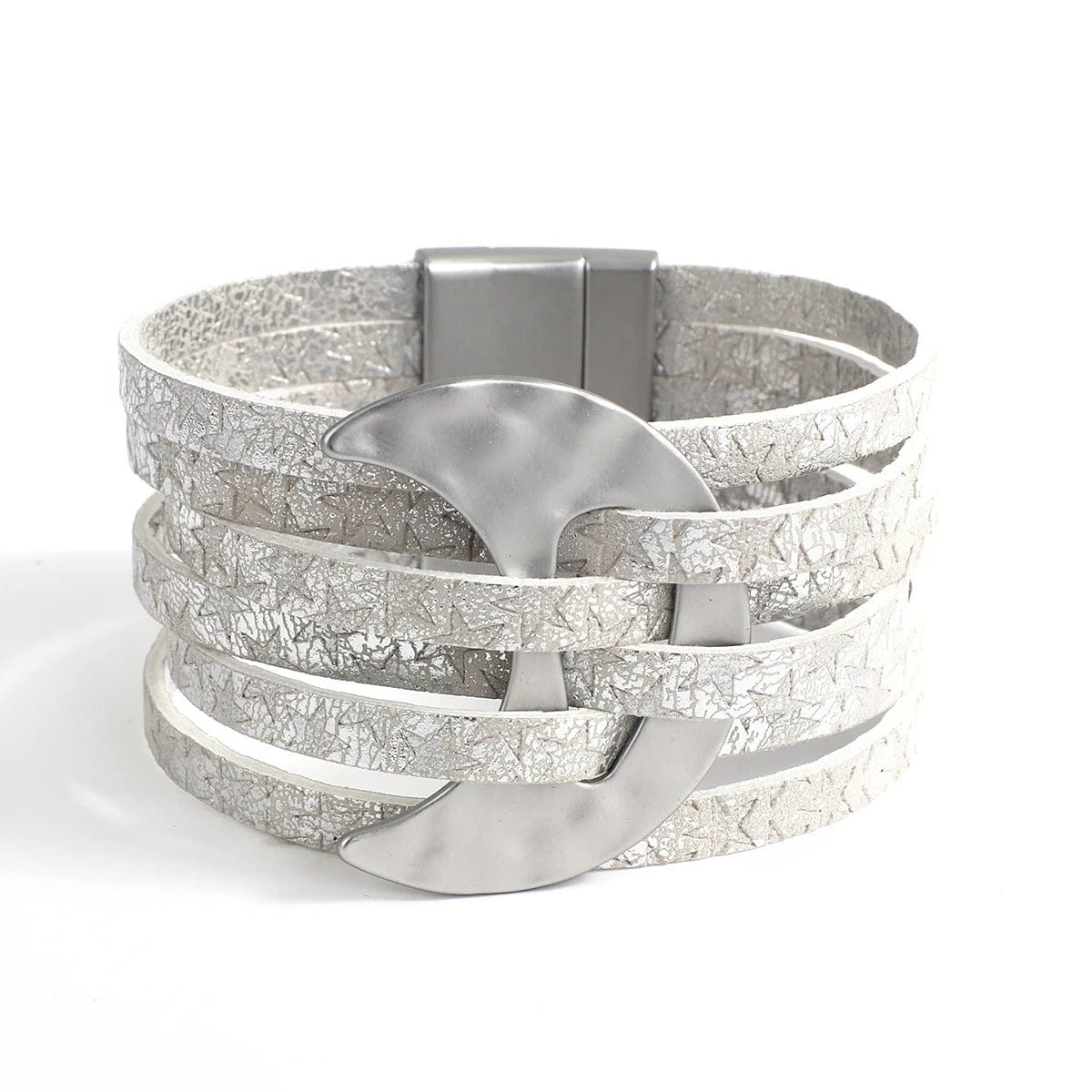 bracelet manchette cuir femme Argent