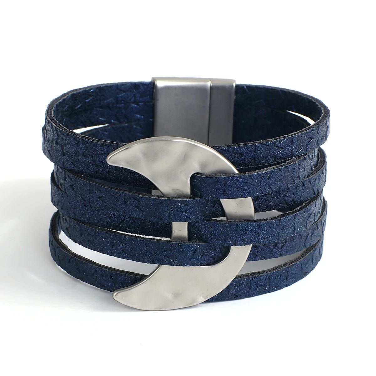 bracelet manchette cuir femme Bleu
