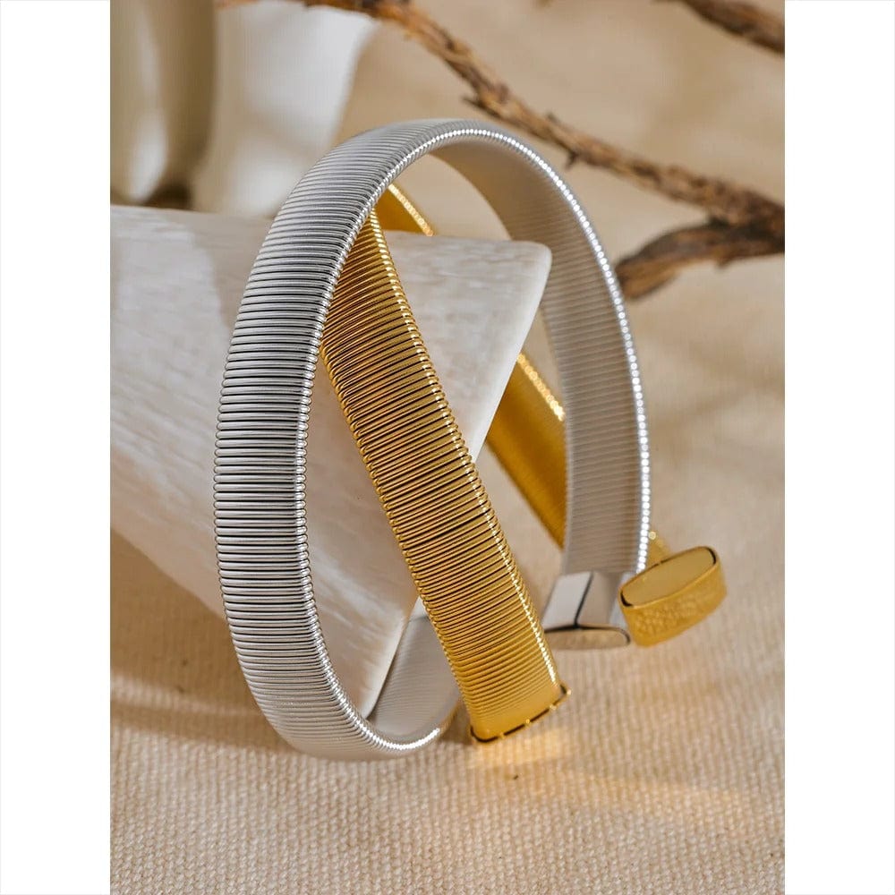 Bracelet manchette doré acier femme