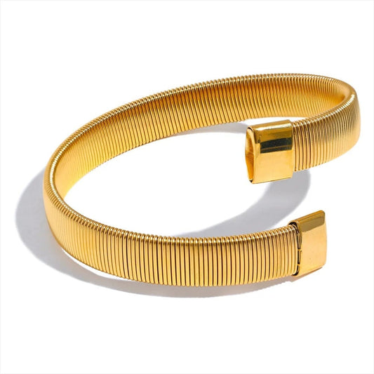 Bracelet manchette doré acier femme Or