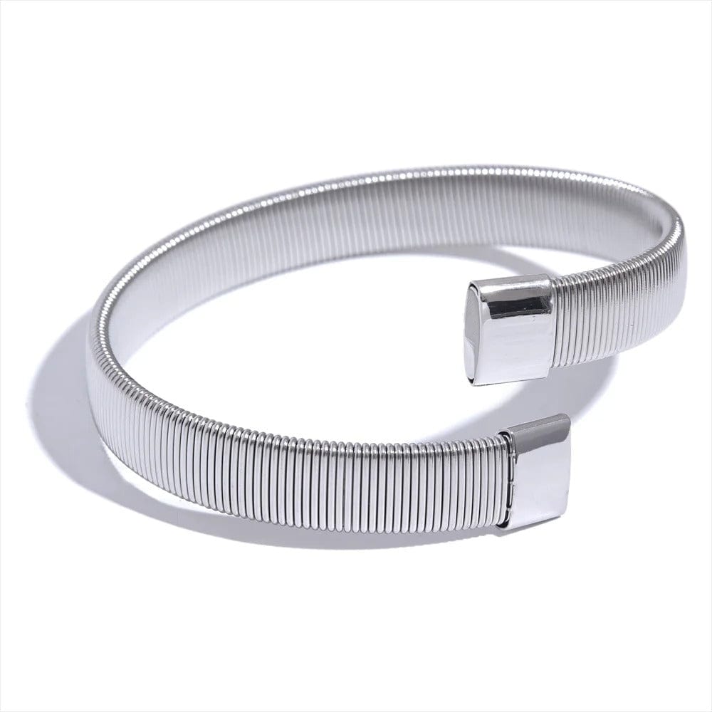 Bracelet manchette doré acier femme Platine
