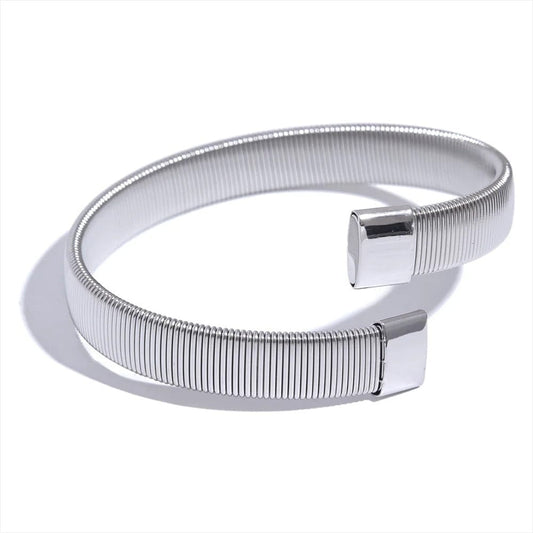Bracelet manchette doré acier femme Platine