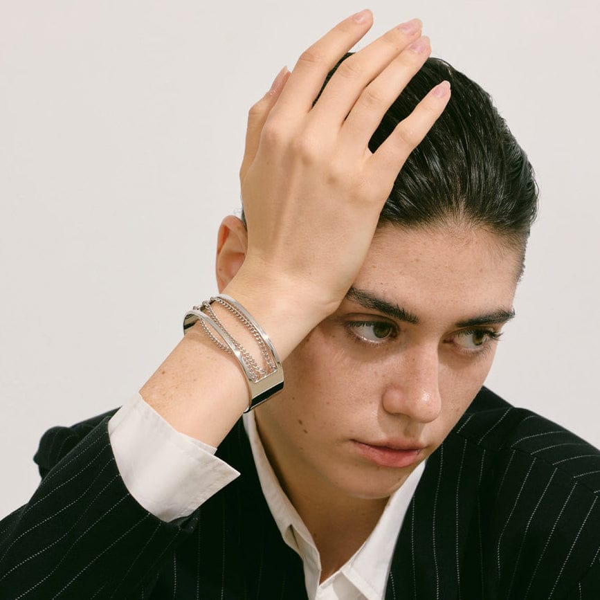 bracelet manchette doré chaîne femme