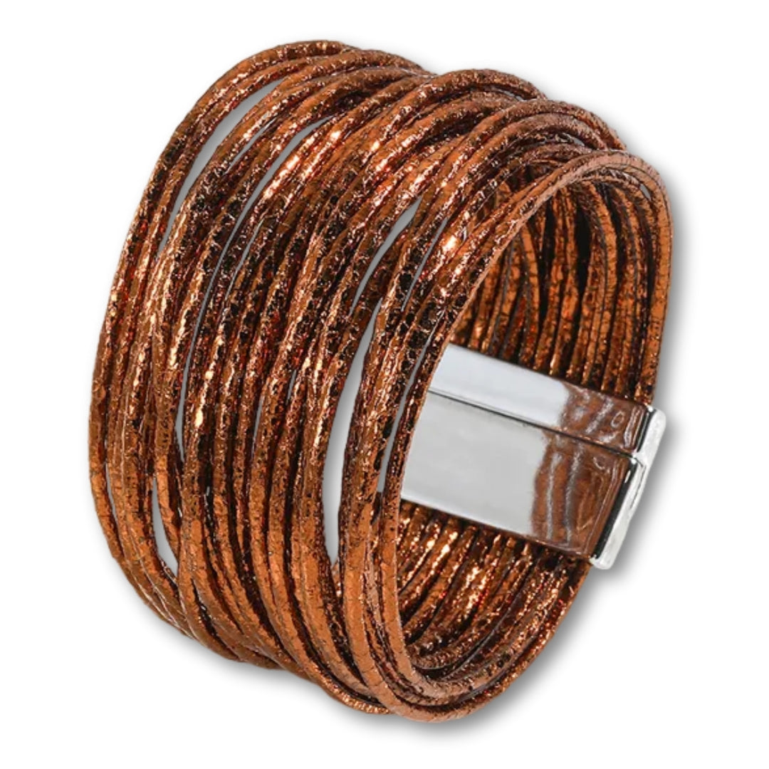 Bracelet Multi Rang Cuir Bronze