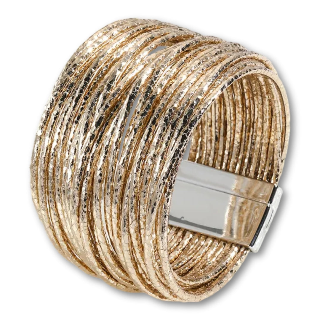 Bracelet Multi Rang Cuir Or