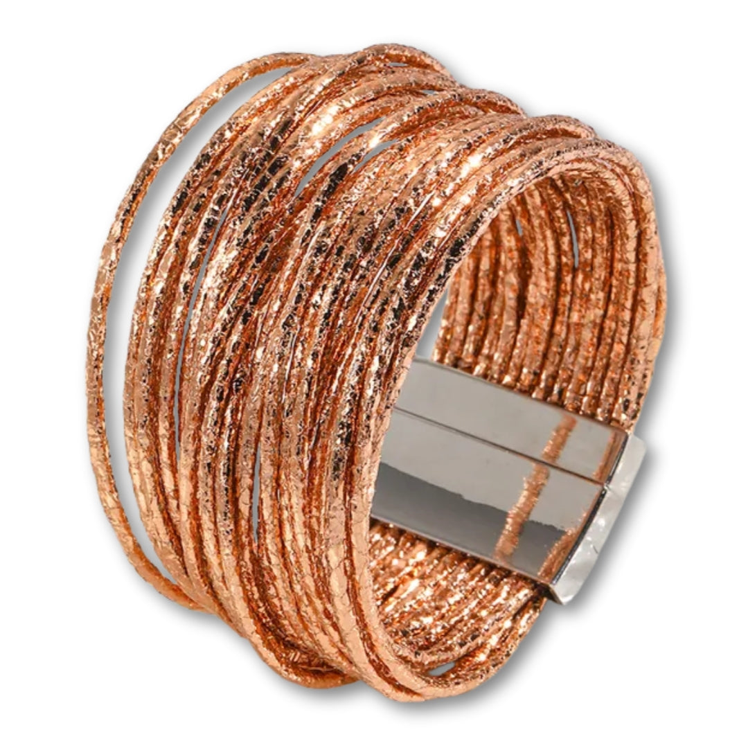 Bracelet Multi Rang Cuir Orange