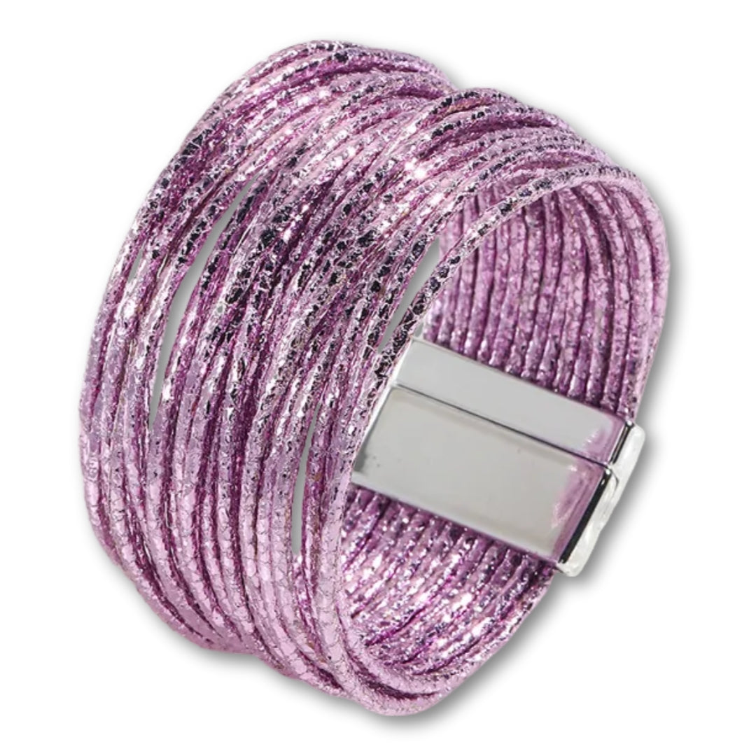 Bracelet Multi Rang Cuir Rose