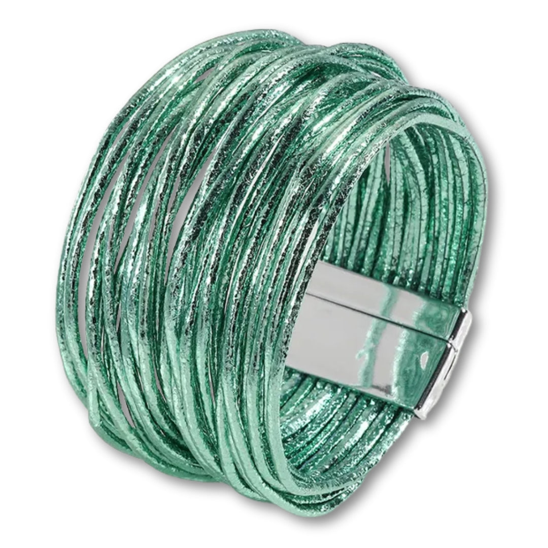 Bracelet Multi Rang Cuir Vert
