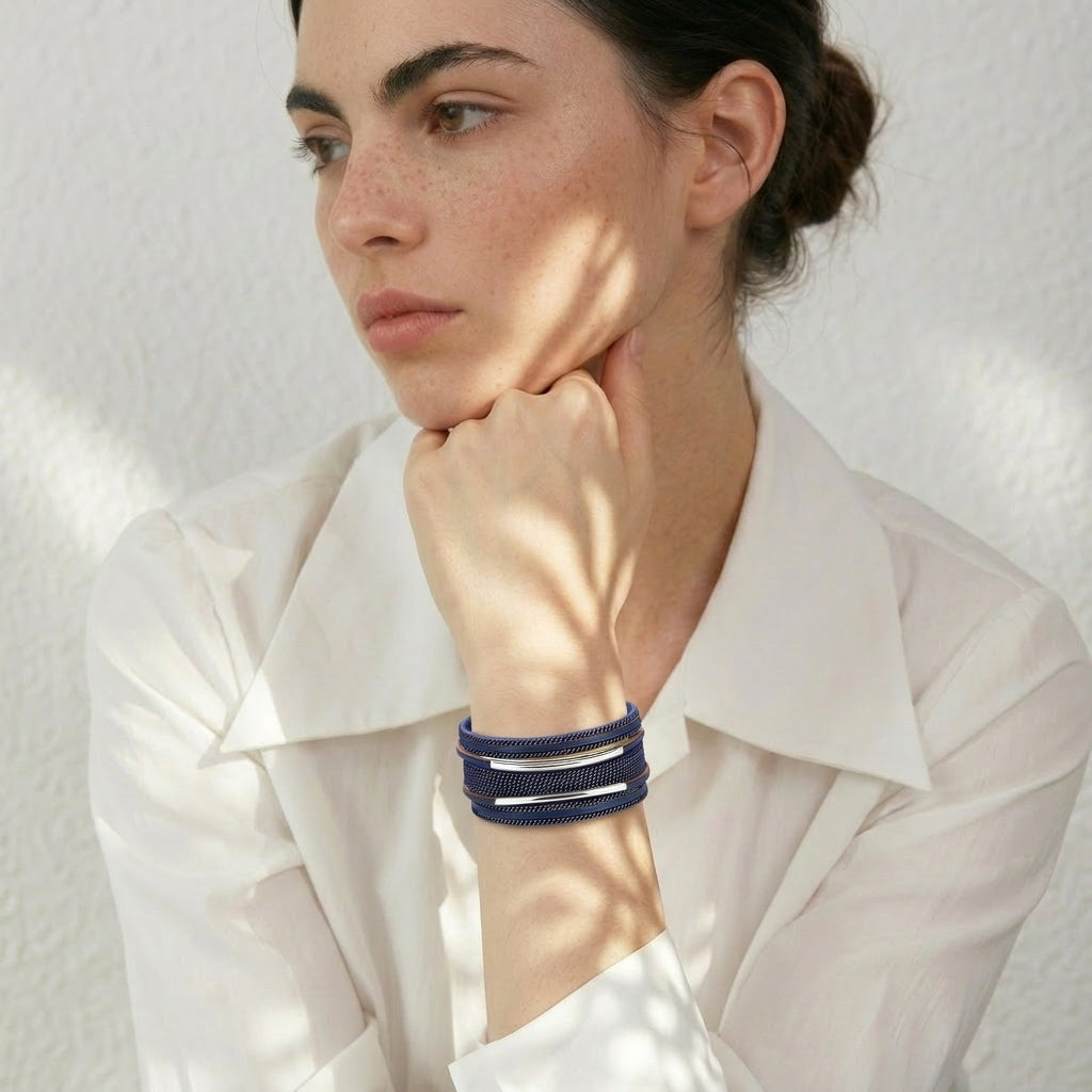 bracelet multirang cuir femme