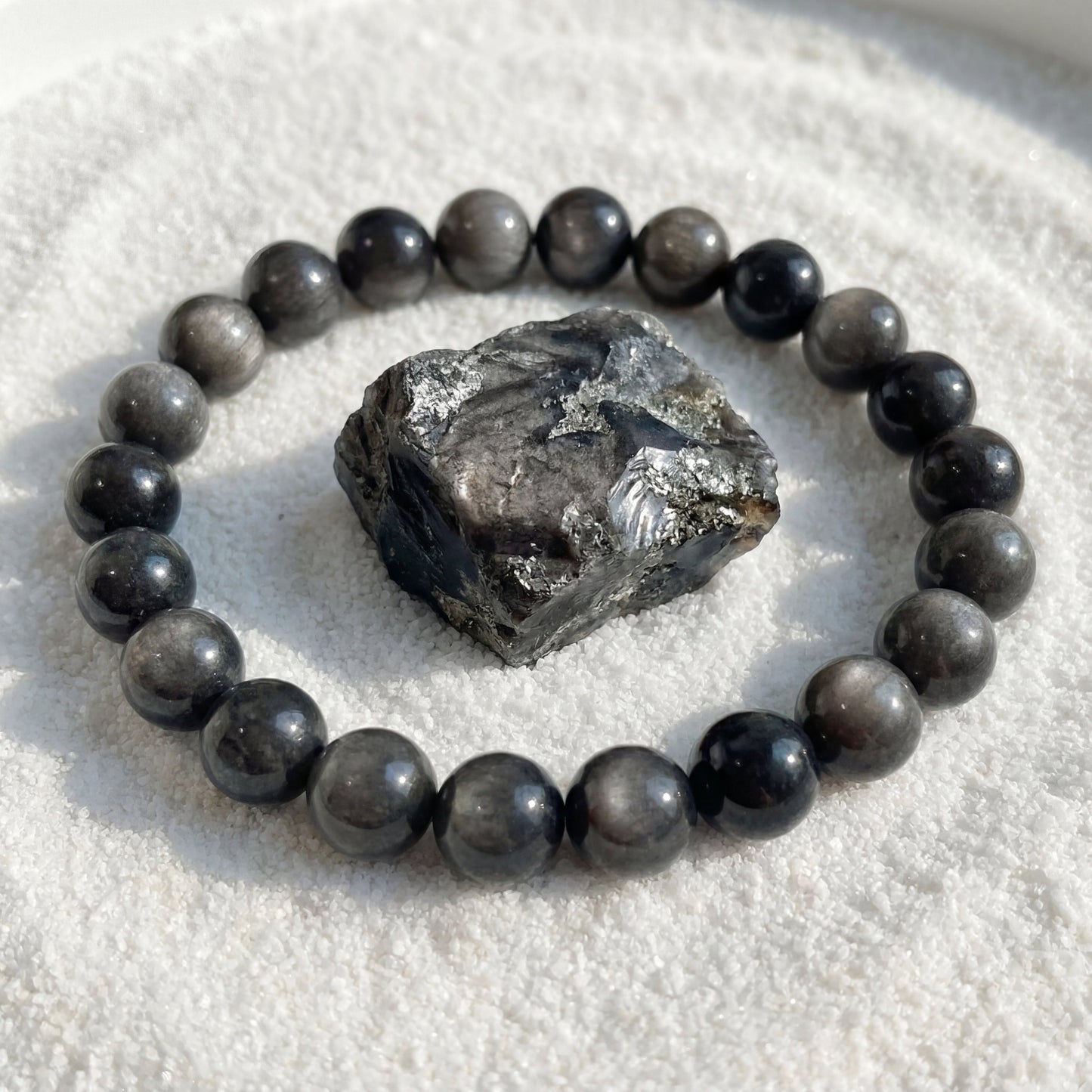 Bracelet Obsidienne Argentée