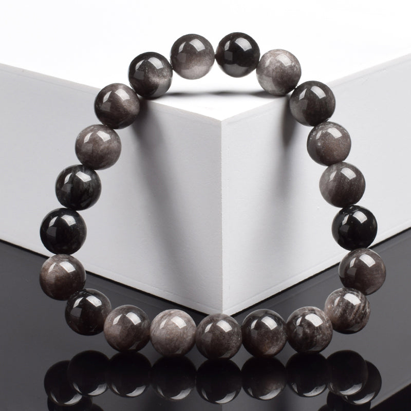 Bracelet Obsidienne Argentée