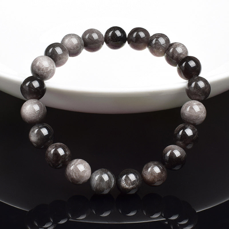 Bracelet Obsidienne Argentée