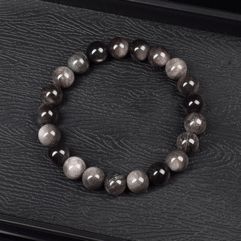 Bracelet Obsidienne Argentée
