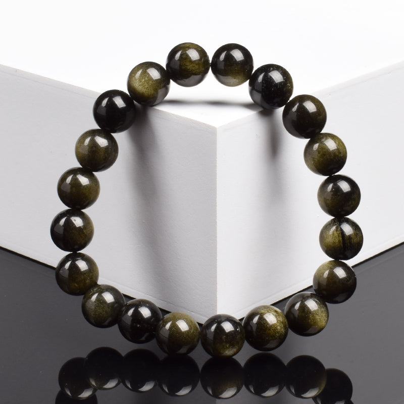 Bracelet Obsidienne Dorée