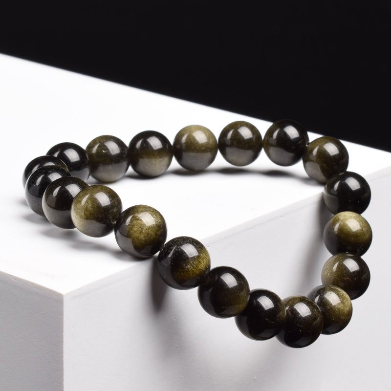 Bracelet Obsidienne Dorée