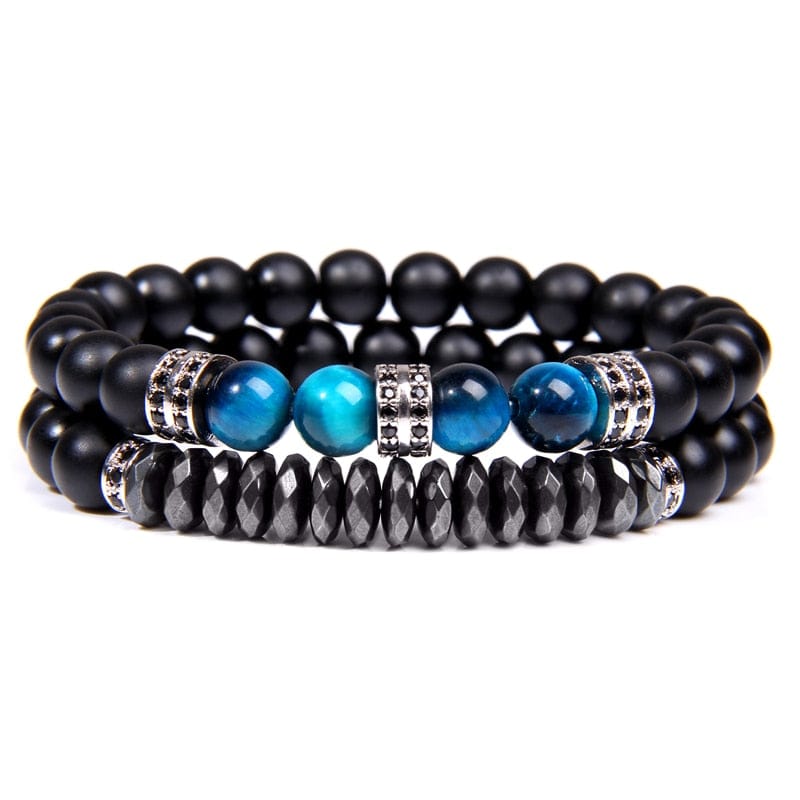 bracelet œil de faucon bleu Argent / 17cm