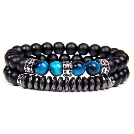 bracelet œil de faucon bleu Argent / 17cm