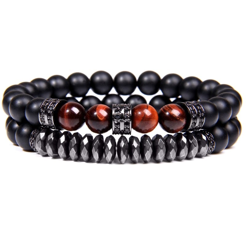 bracelet œil de taureau homme  Noir / 17cm