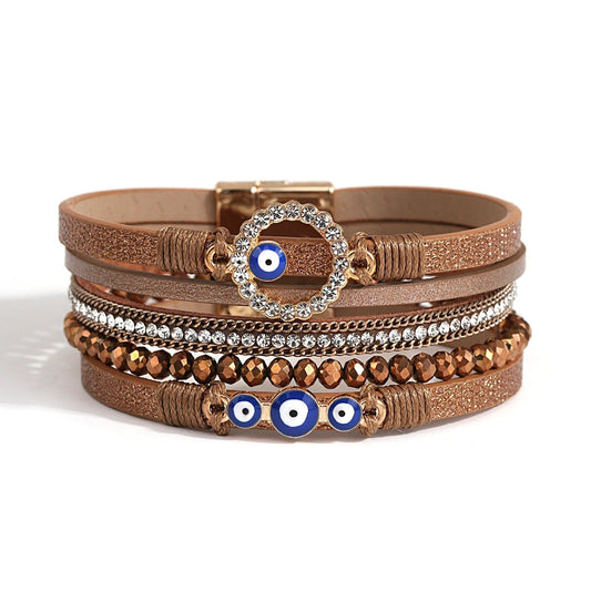 bracelet œil grec femme Marron