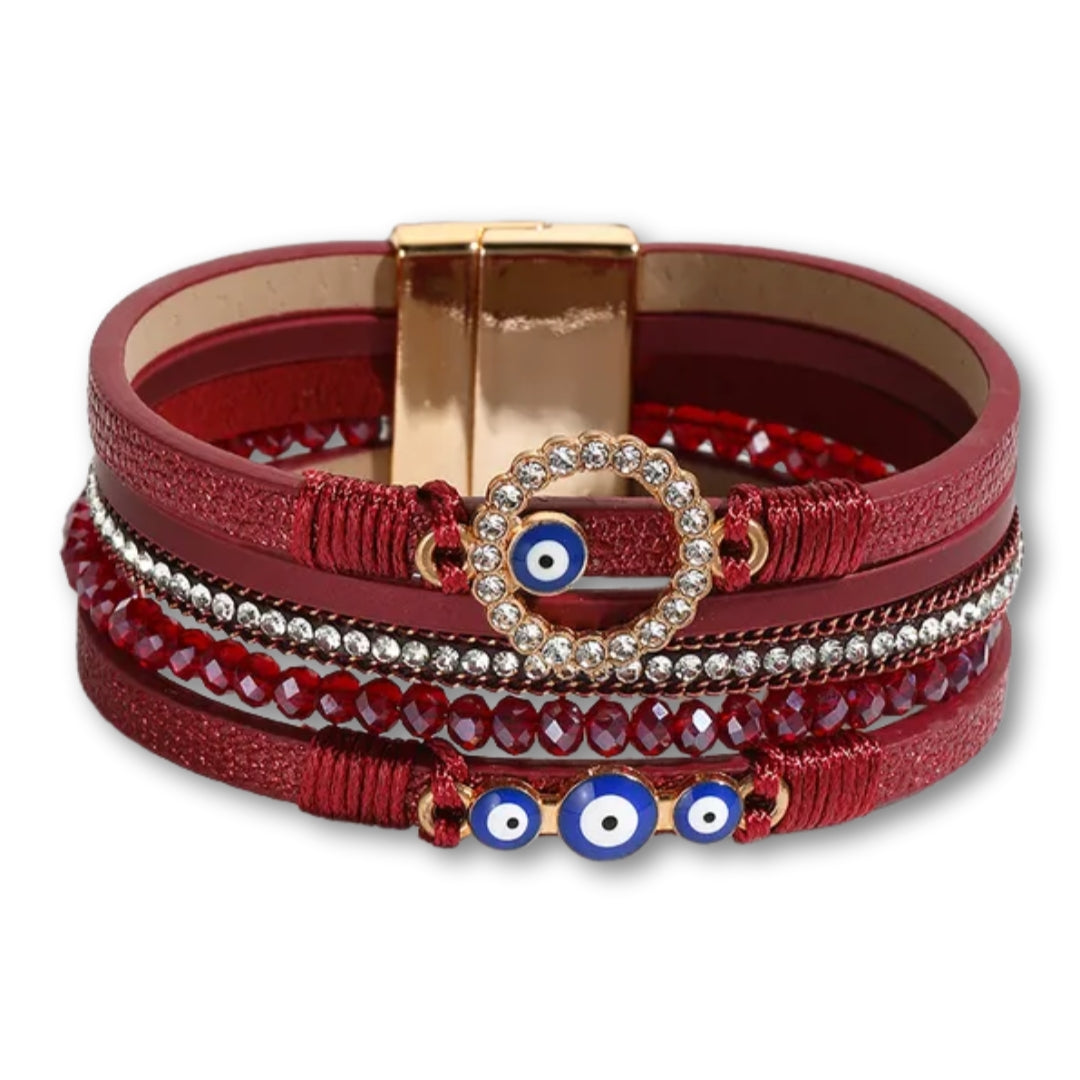 bracelet œil grec femme Rouge