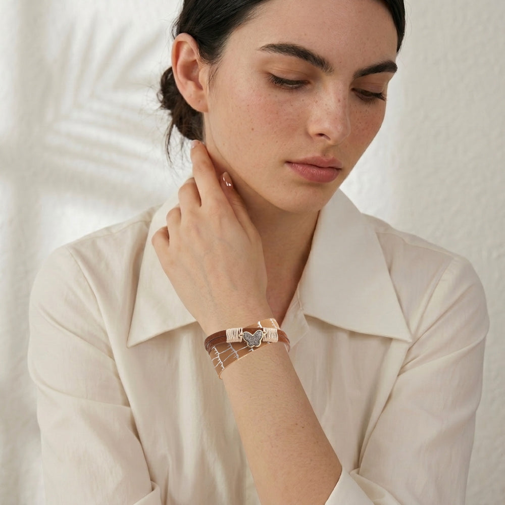 Bracelet papillon cuir femme | Élégance tendance