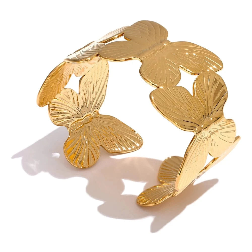 Bracelet papillon doré sculptural Or