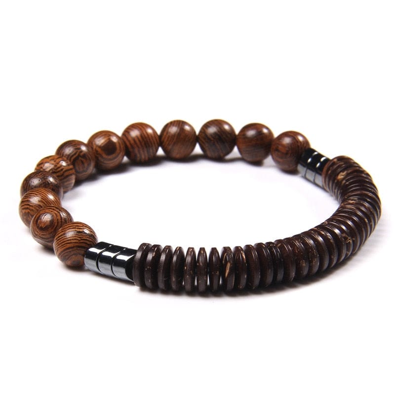 bracelet perle bois homme 17cm